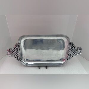 Pewtarex York Pennsylvania Polished Serving Tray with Pineapple Handles